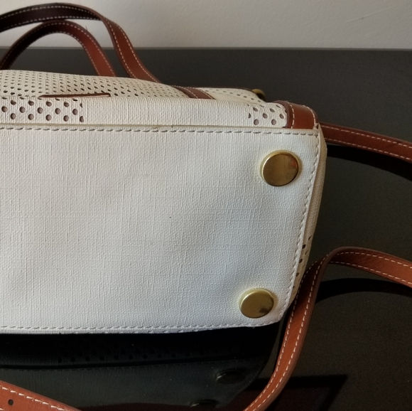 Fossil Ava Satchel, Dot - White and Brown - Picture 5 of 13